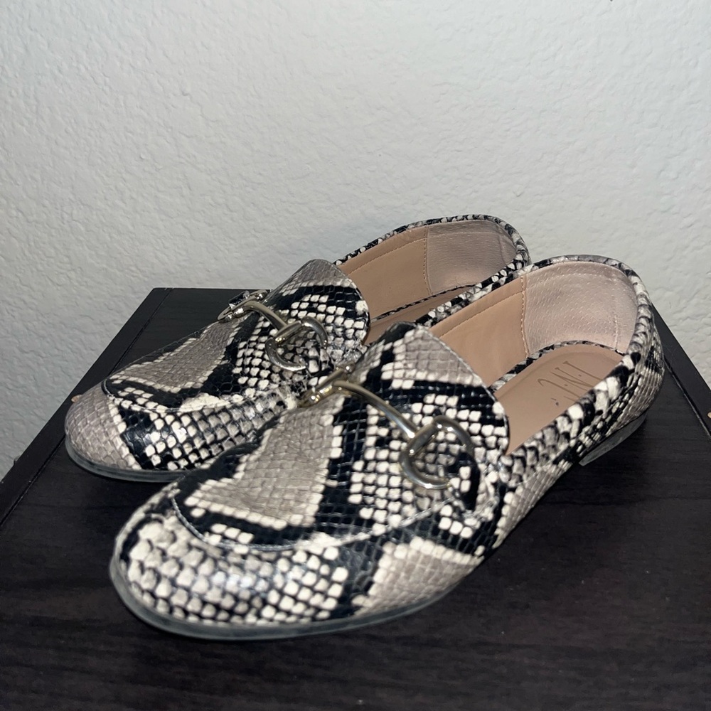 INC snake print loafers